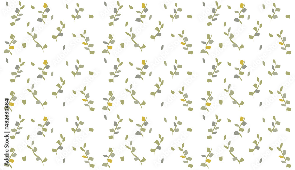 Leaves vector background. Seamless pattern. Branches with leaves isolated texture.