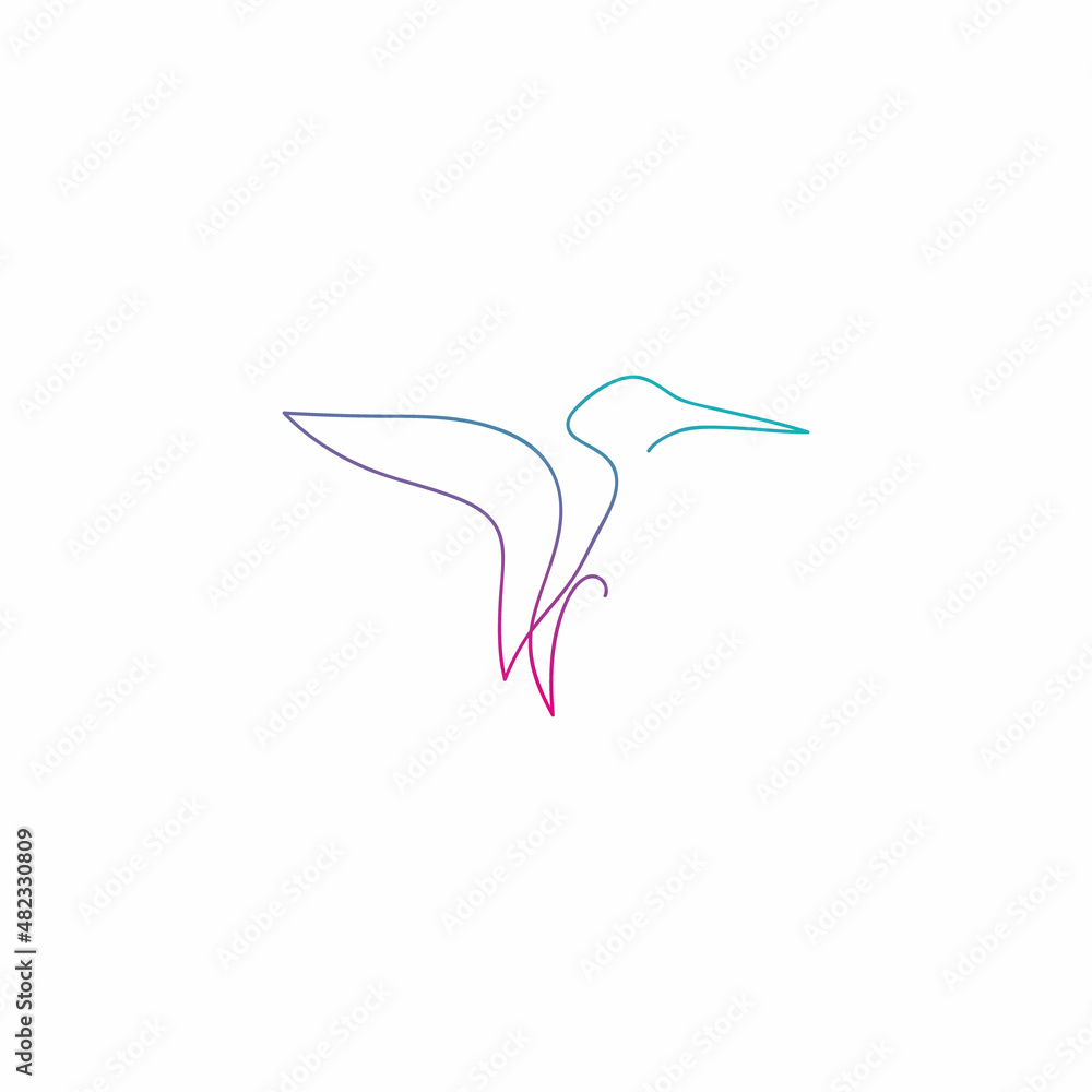 Obraz premium One line colibri flies design silhouette.Hand drawn minimalism style vector illustration