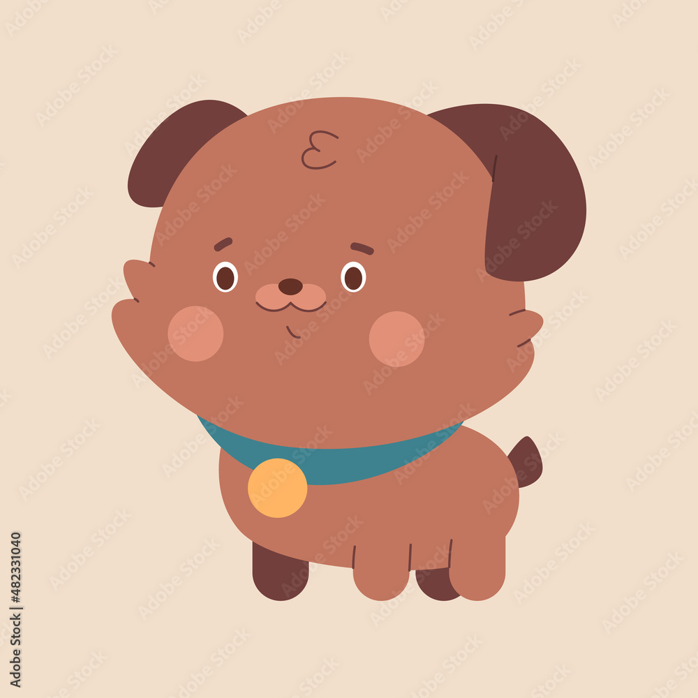 Obraz premium Cute puppy vector cartoon character isolated on background.