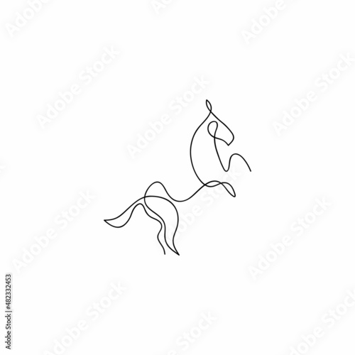 One line horse design silhouette.Hand drawn minimalism style vector illustration
