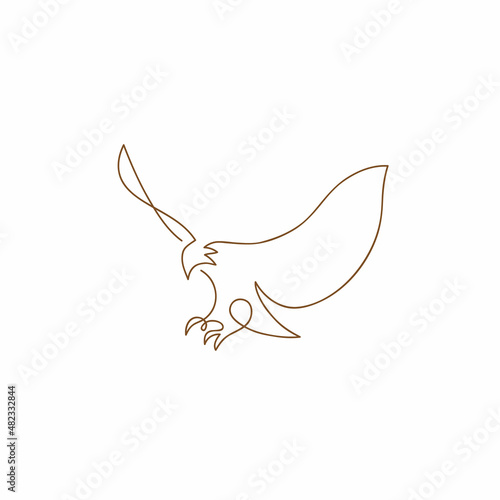 One line eagle design silhouette.Hand drawn minimalism style vector illustration