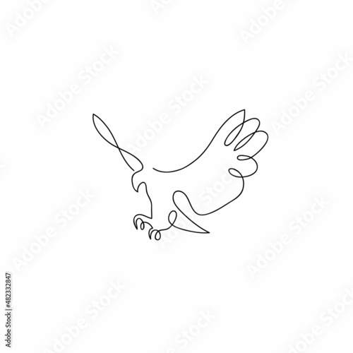 One line eagle design silhouette.Hand drawn minimalism style vector illustration
