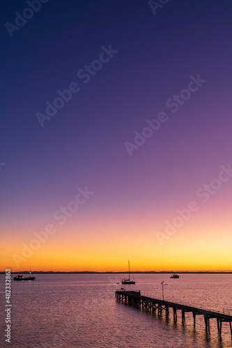 Australia,South Australia, Robe, Purple sky over Robe Jetty at dawn photo