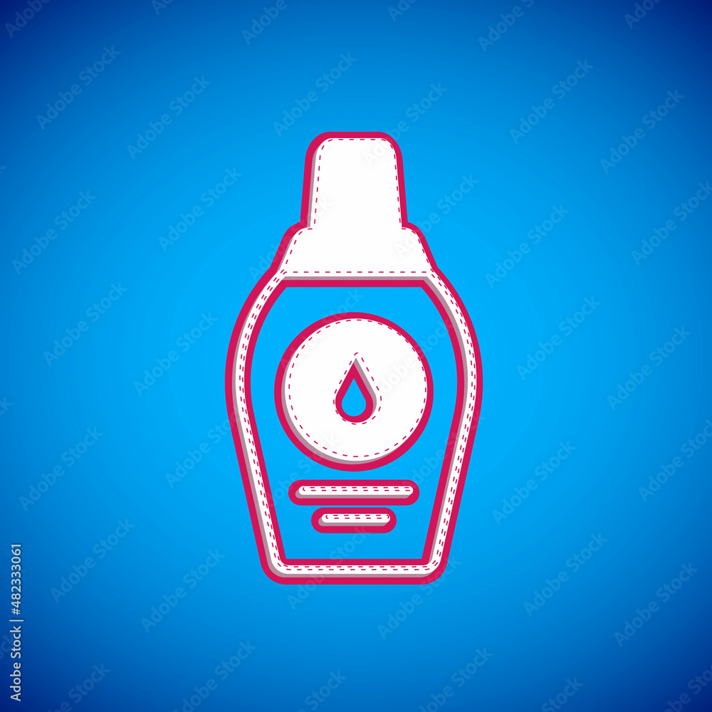 White Bottle of shampoo icon isolated on blue background. Vector White Bottle of shampoo icon isolated on blue background. Vector