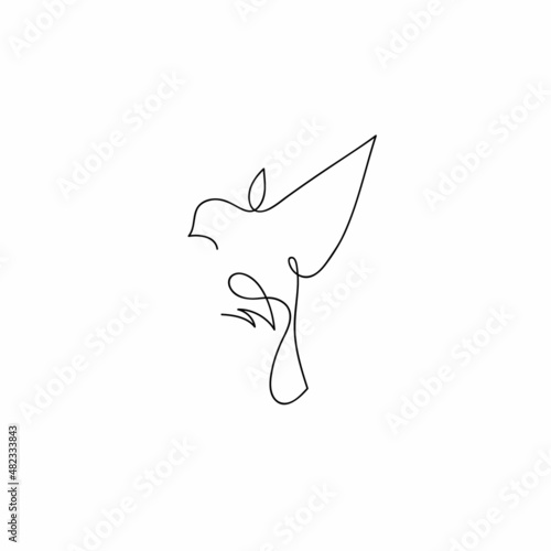 One line sparrow flies design silhouette.Hand drawn minimalism style vector illustration photo