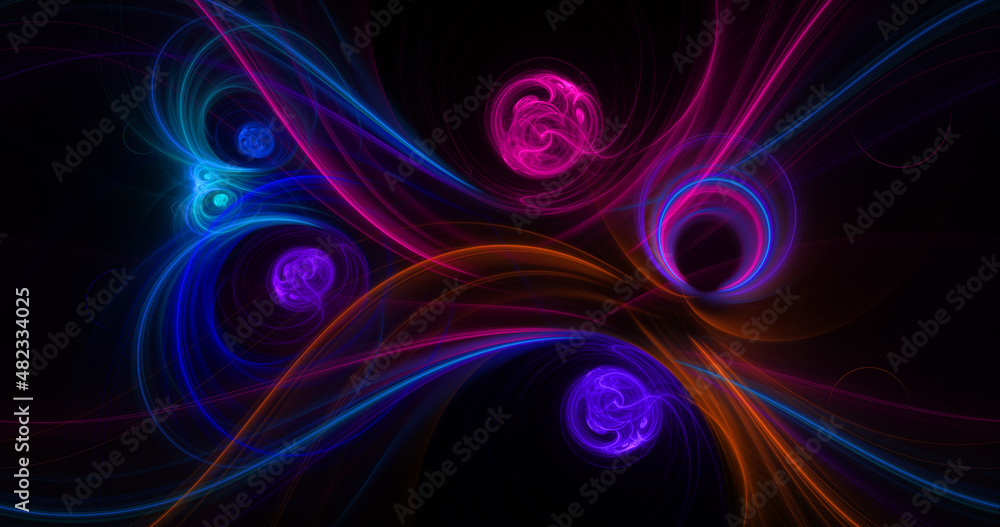 Abstract colorful glowing blue and purple lines. Fantasy light background. Festive wallpaper. Digital fractal art. 3d rendering. Abstract colorful glowing blue and purple lines. Fantasy light background. Festive wallpaper. Digital fractal art. 3d rendering.