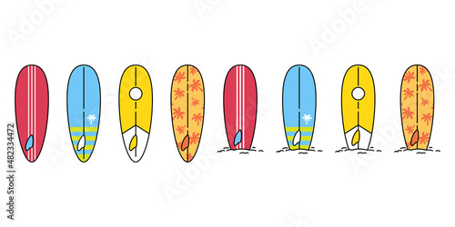 surfboard vector icon logo skateboard longboard beach sea sport cruiser board symbol extreme sport cartoon character doodle illustration design