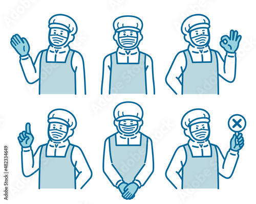 Men's pose set in hygiene clothes