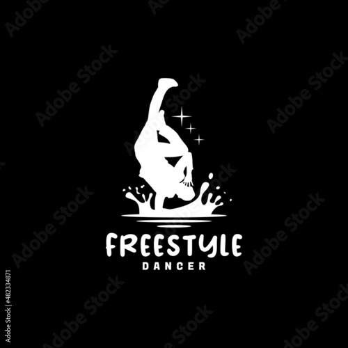 freestyle breakdance logo with water splash design inspiration