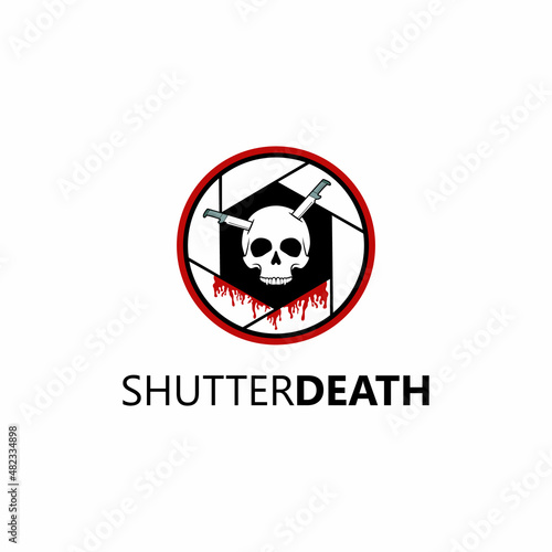 Blood Knife Skull Lens Logo Studio Horror Camera, Horror Film Production Logo Design