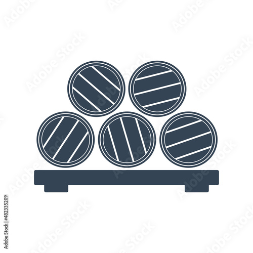 Vector black icon storage of wine and beer in barrels