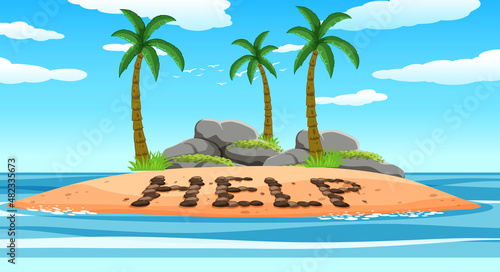 A man on deserted island isolated
