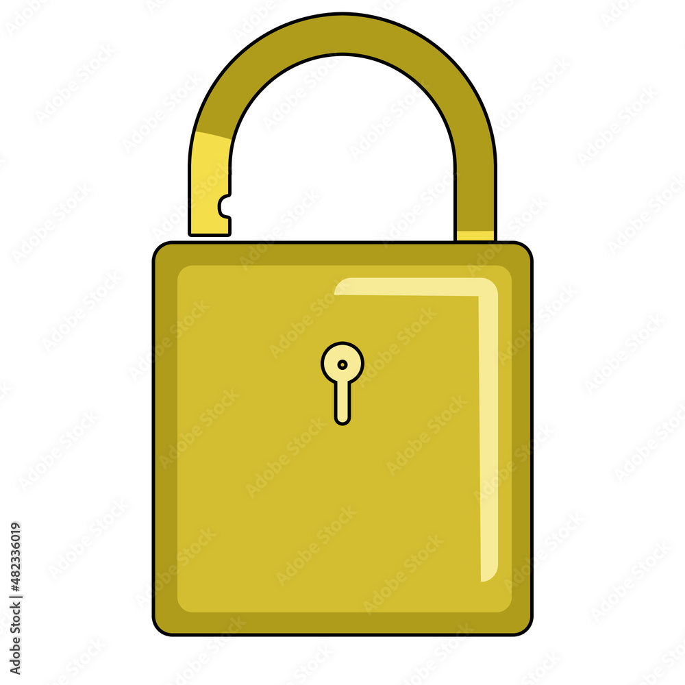 GOLD LOCK PADLOCK MINI , ILLUSTRATION, KEY, PROTECTION GOLD LOCK PADLOCK MINI , ILLUSTRATION, KEY, PROTECTION