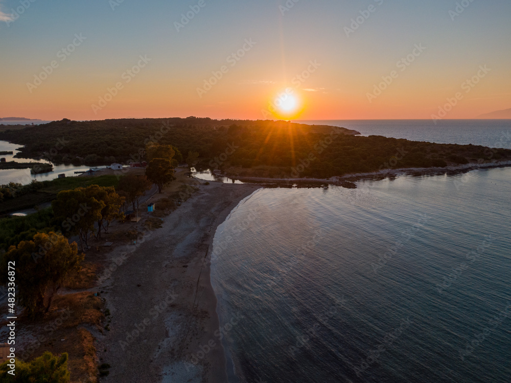 Aerial drone view of Antinioti Lake in north Corfu Island, Greece Aerial drone view of Antinioti Lake in north Corfu Island, Greece