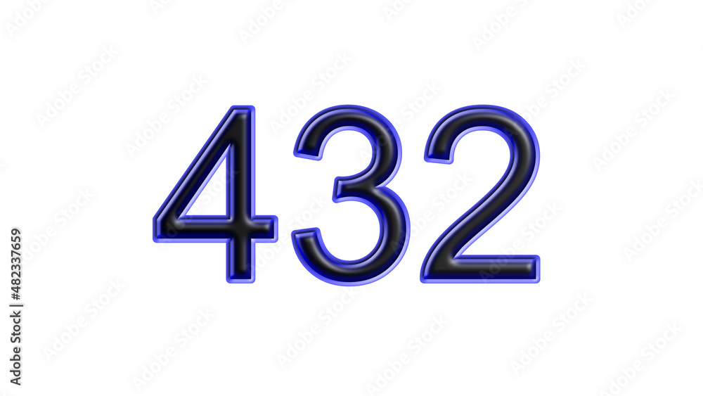 blue 432 number 3d effect white background blue 432 number 3d effect white background