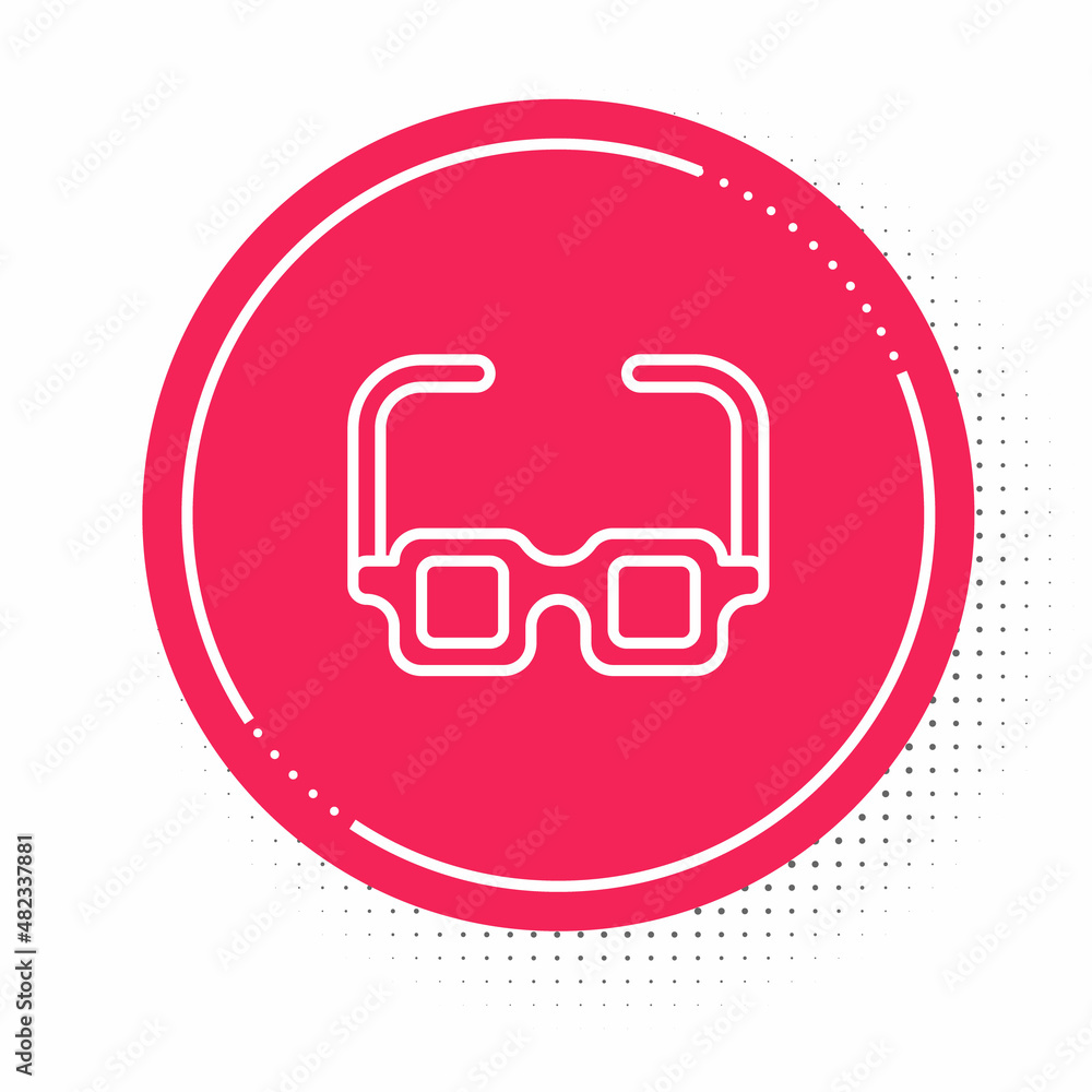 White line Glasses icon isolated on white background. Eyeglass frame symbol. Red circle button. Vector White line Glasses icon isolated on white background. Eyeglass frame symbol. Red circle button. Vector