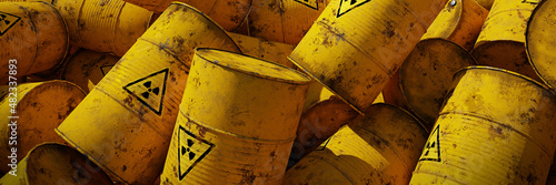 radioactive waste, big pile of barrels
