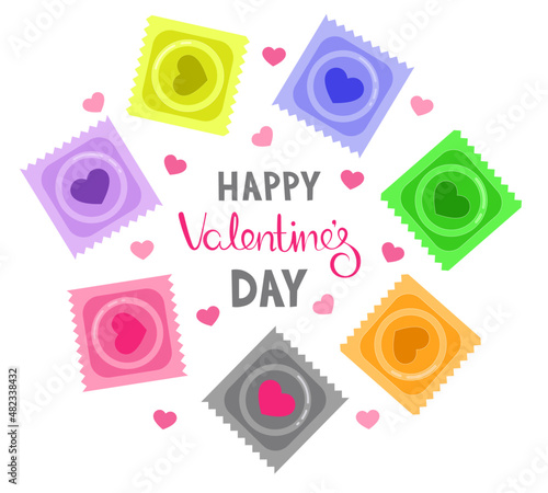 valentine with colorful condoms