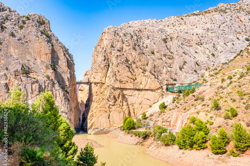 Suspension bridge at famous Caminito del Rey over El Chorro gorge, Andalucia, Spain, Europe photo