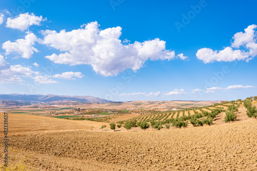 Clouds over farmland near Alhama de Granada town in Andalucia, Spain, Europe photo