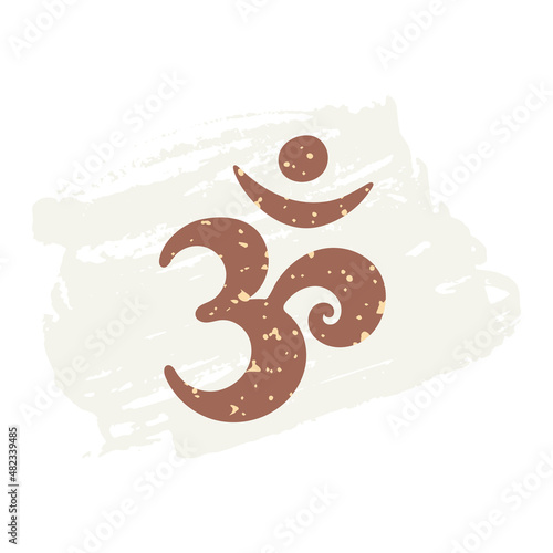 Om,Aum,symbol of Hinduism.Calligraphy,simple icon,logo of sacred sound,primordial mantra,word of power,pictogram.Calligraphy.Hand-drawn sign of yoga,meditation,sacredness,spirituality.Isolated. Vector