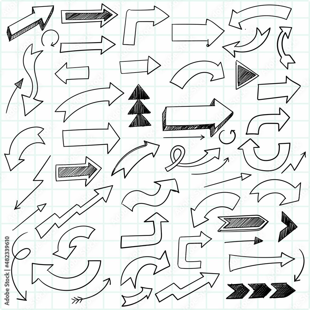 Hand drawn creative doodle arrow set sketch Hand drawn creative doodle arrow set sketch