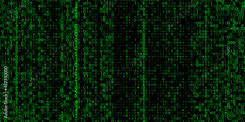 A stream of binary matrix code on the screen. numbers of the computer matrix.
