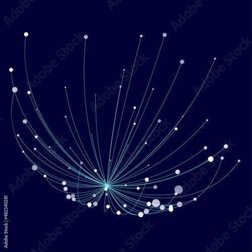 Point and curve constructed the sphere wire frame, technological abstract illustration.