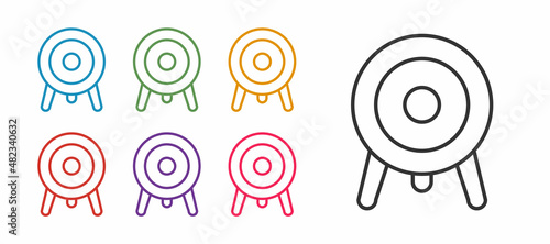 Set line Target sport icon isolated on white background. Clean target with numbers for shooting range or shooting. Set icons colorful. Vector