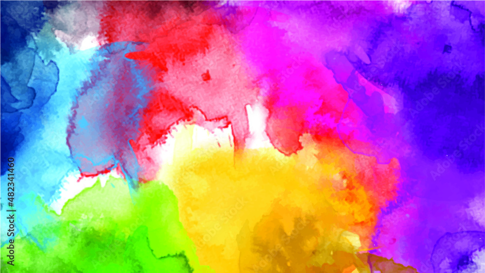 colorful abstract background rainbow watercolor digital painting wet splash vector