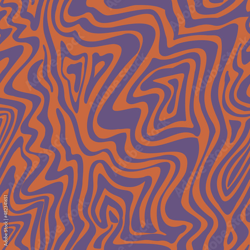 Seamless pattern print of colored zebra fur, purple spots on an orange background. Abstract texture for printing.