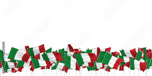 pieno di bandiere italiane su sfondo bianco photo