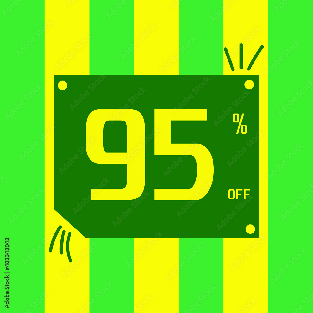95% off. Green and yellow board for purchases and sales