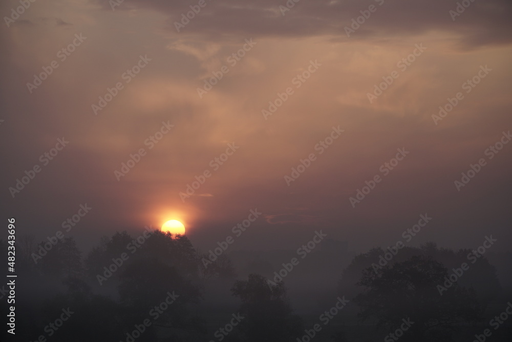 sunrise in the fog