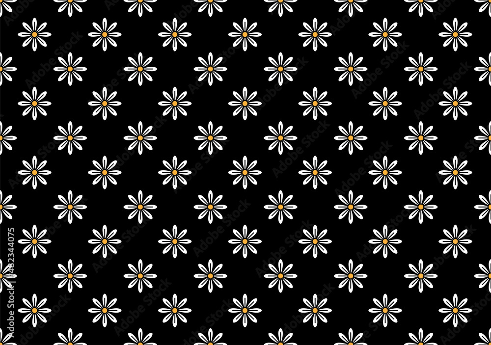 Daisy flower seamless pattern. floral background. The botanical pattern design for textiles, fabric, interior, wallpaper, decoration. Vector. Daisy flower seamless pattern. floral background. The botanical pattern design for textiles, fabric, interior, wallpaper, decoration. Vector.