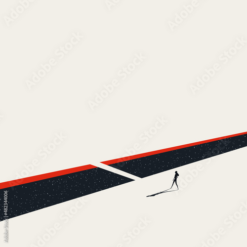 Business challenge and solution vector concept. Symbol of opportunity, bridge, leadership. Minimal illustration.