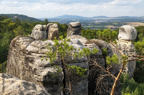 mount Jested and sandstone rock city czech paradise
