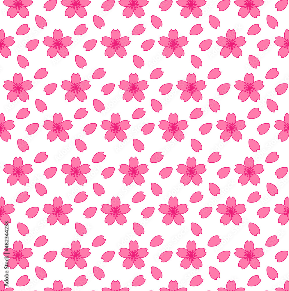 Sakura flower seamless pattern. Cherry blossom background. Pink flowers design for textiles, fabric, interior, wallpaper, decoration. The botanical. Vector
