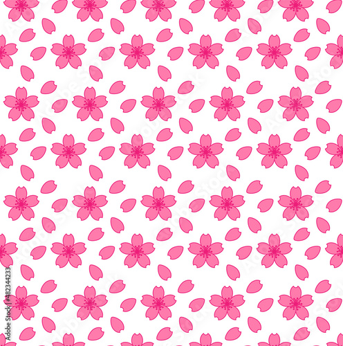 Wallpaper Mural Sakura flower seamless pattern. Cherry blossom background. Pink flowers design for textiles, fabric, interior, wallpaper, decoration. The botanical. Vector Torontodigital.ca