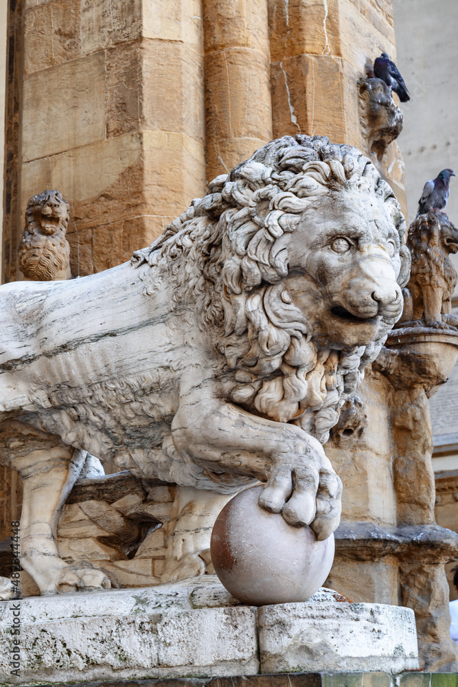 Medici Lion in the Loggia dei Lanzi, Florence, Tuscany, Italy