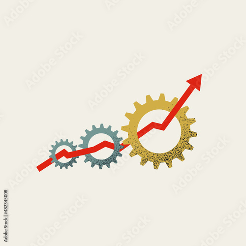 Business process automation vector concept. Symbol of success, optimization, growth. Minimal illustration
