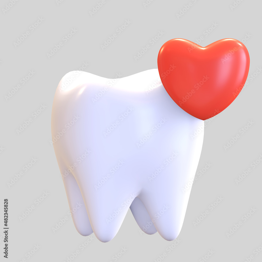 tooth love icon dentist symbol 3d render illustration tooth love icon dentist symbol 3d render illustration