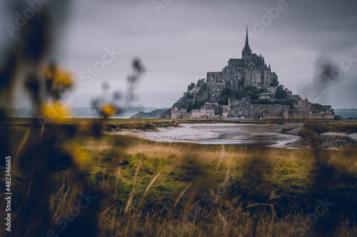 Mont St. Michel cloudy sky vintage