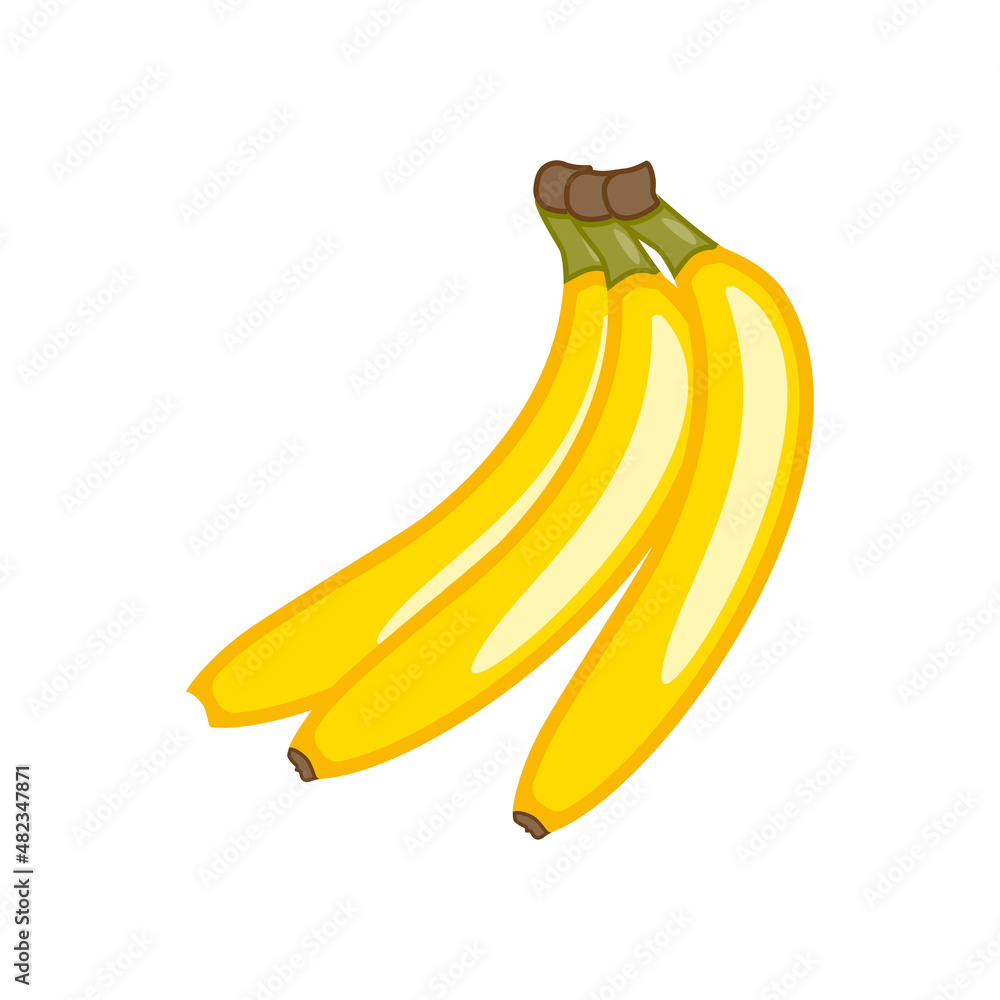 On a white background, a banana fruit vector illustration On a white background, a banana fruit vector illustration