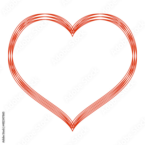 Red heart skein in the shape of a heart is a sign of long eternal love