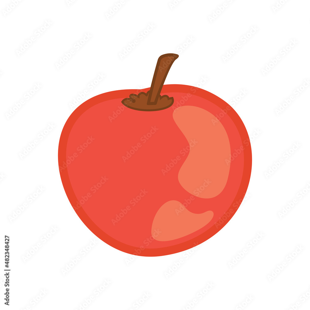 Apple, red. On a white background, a flat design illustration Apple, red. On a white background, a flat design illustration