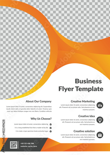 Simple corporate business flyer design template, poster flyer pamphlet brochure cover design layout space for photo background, vector illustration template in A4 size