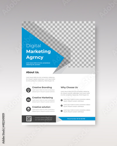 Simple corporate business flyer design template, poster flyer pamphlet brochure cover design layout space for photo background, vector illustration template in A4 size
