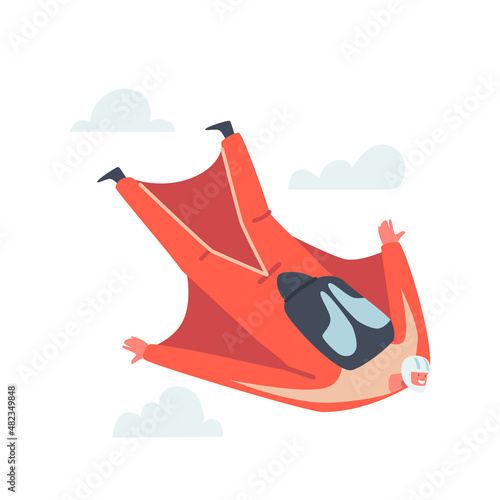 Wingsuit Flying Extreme Sport Activity, Xtreme Adventure, Sky Diving, Base Jumping and Parachuting Recreation