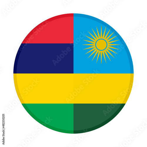 Free Download round icon with mauritius and rwanda flags. vector illustration isolated on white background - GFXLoad